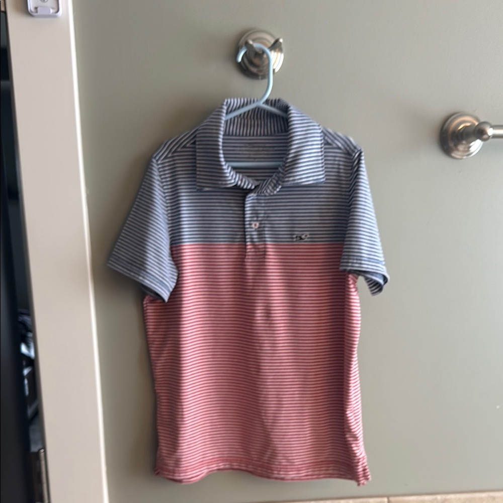 Vineyard Vines boys on the go Sankaty Blue and Red Polo Shirt Casual Knit